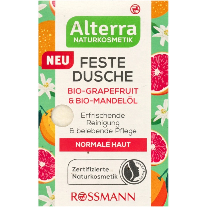 Натурален сапун Alterra, масло от грейпфрут и бадем, 100 г