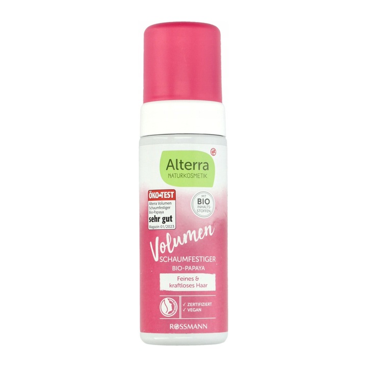 Spuma de par fixativa, ALTERRA Volumen, Papaya BIO & Bambus, 150 ml