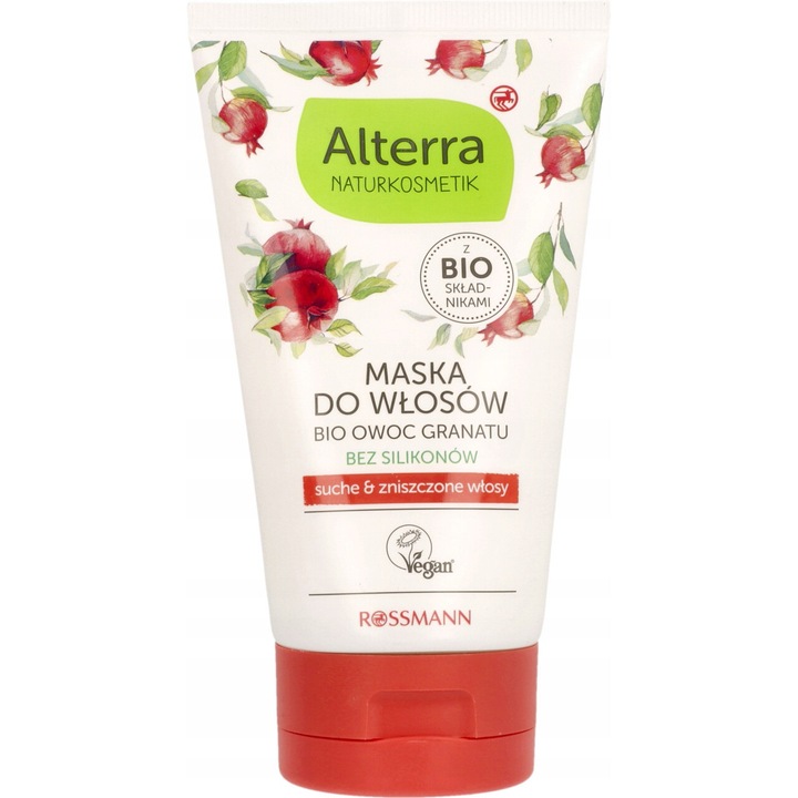 Masca de par, Alterra, bio extract din fructe de rodie, 150 ml, pentru par uscat si deteriorat
