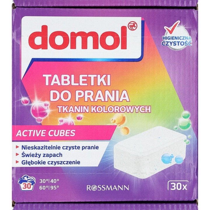 Detergent rufe, Domol, tablete colorate, 30 bucati, formula vegana, usor de utilizat