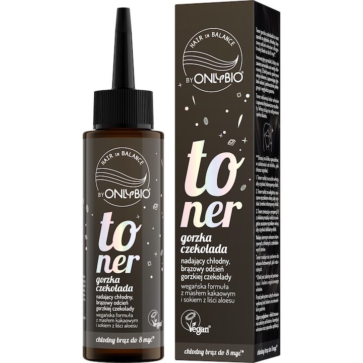 Toner pentru par OnlyBio Hair in Balance, nuanta ciocolata amara, 100 ml