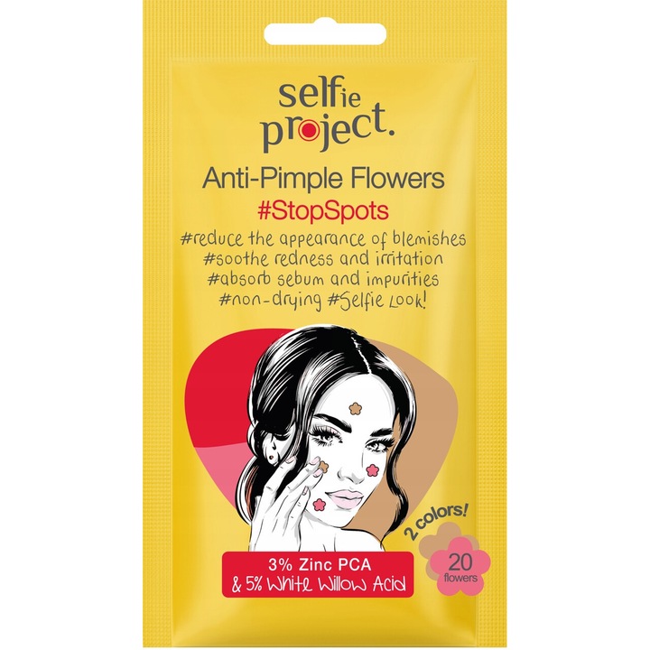 Plasturi anti-acnee, Selfie Project, set 20 bucati, flori