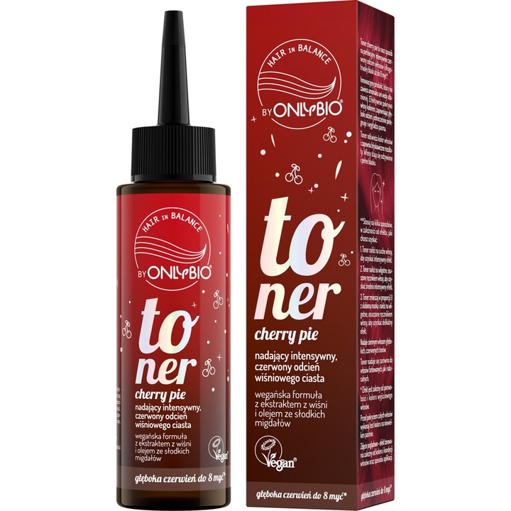 Toner pentru par OnlyBio Cherry Pie, 100 ml, nu contine amoniac, efect intensiv rosu