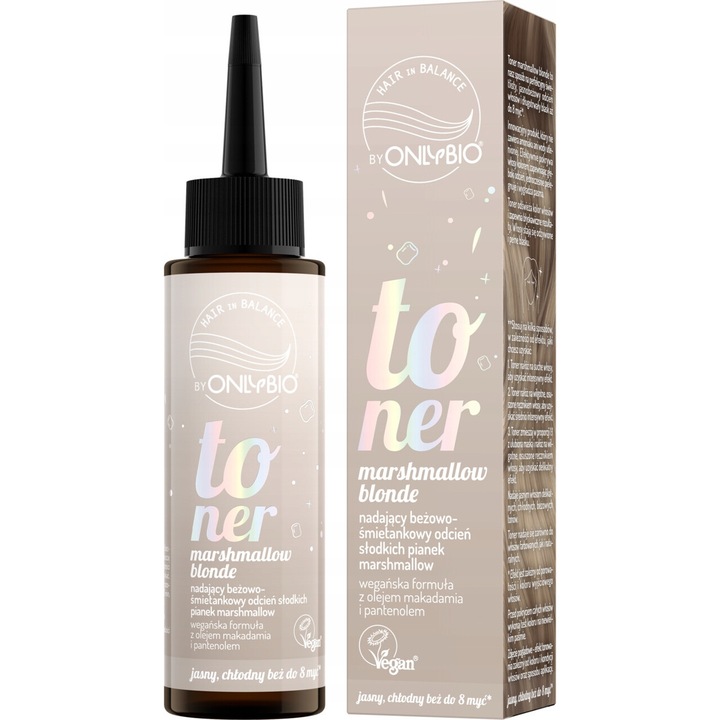 Toner pentru par OnlyBio Hair in Balance Marshmallow Blonde 100 ml, nuanta bej-crem, formula vegana