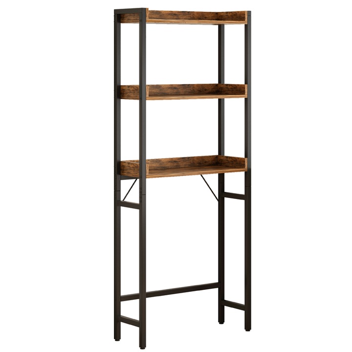 Rebiko, Dulap de baie pentru masina de spalat, Maro/Negru, 25 x 63 x 165 cm