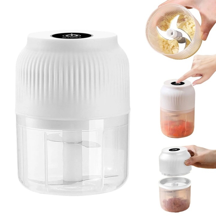 Tocator electric YANYXR portabil, 300ml, alb, inox, incarcare Type-C
