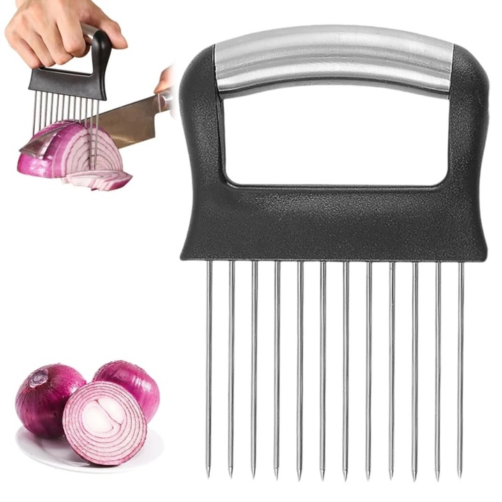 Suport inox pentru feliat ceapa YANYXR, multifunctional, maner antiderapant, 1 buc.