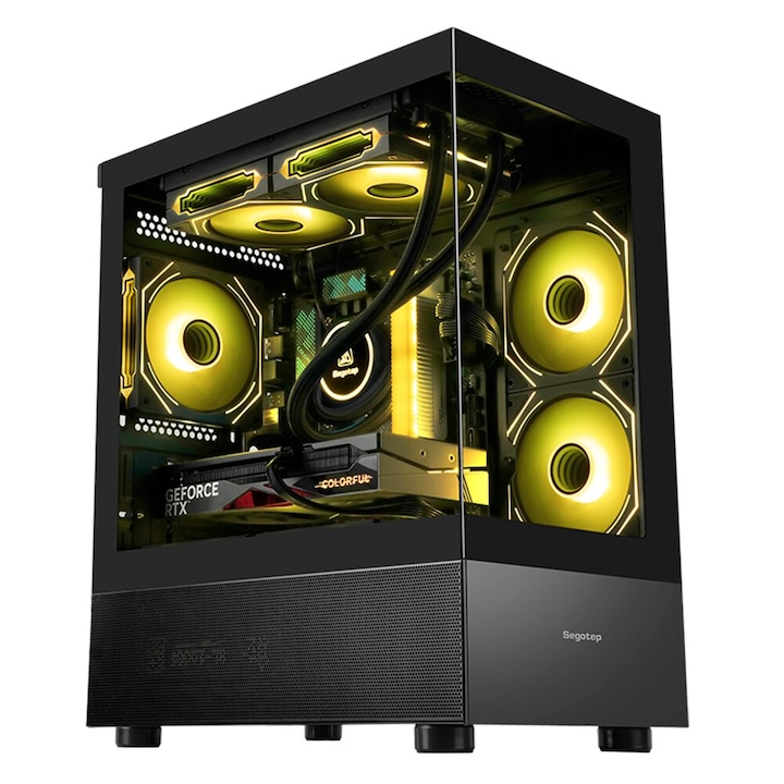 Компютърна кутия Segotep Endura 240S, SECC Steel ATX Mini Tower, без захранване, включени 3 x 120 mm ARGB вентилатора, черен