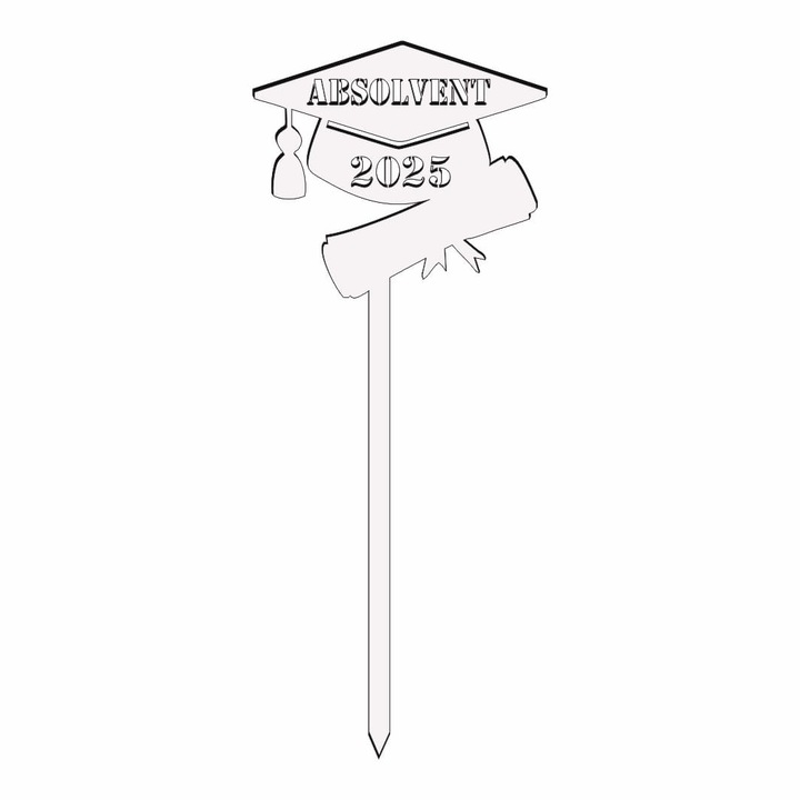 Topper Lemn, Scoala, Absolvire, Alb, 17cm, TSUV005