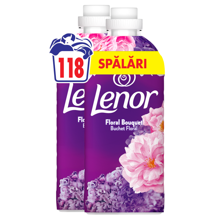 Омекотител за тъкани Lenor Floral Bouquet, 2 x 1.239 л, 118 пранета