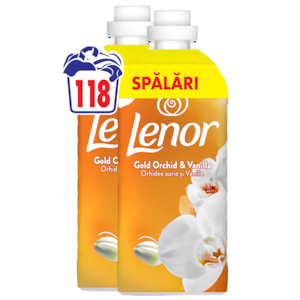 Pachet Balsam de rufe Lenor Gold Orchid & Vanilla, 2x1.239L, 118 spalari