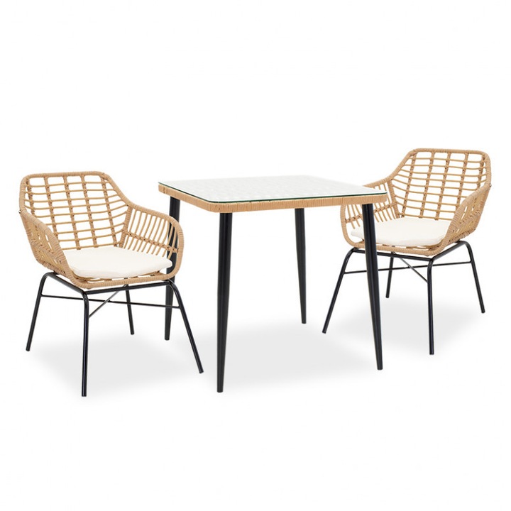 Set Masa si Scaune Gradina Romeo 3 Piese Negru - Natural