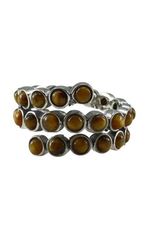 Inel din argint 925, TSR cu piatra ochi de tigru marime 18, 6 mm model 1PJS12