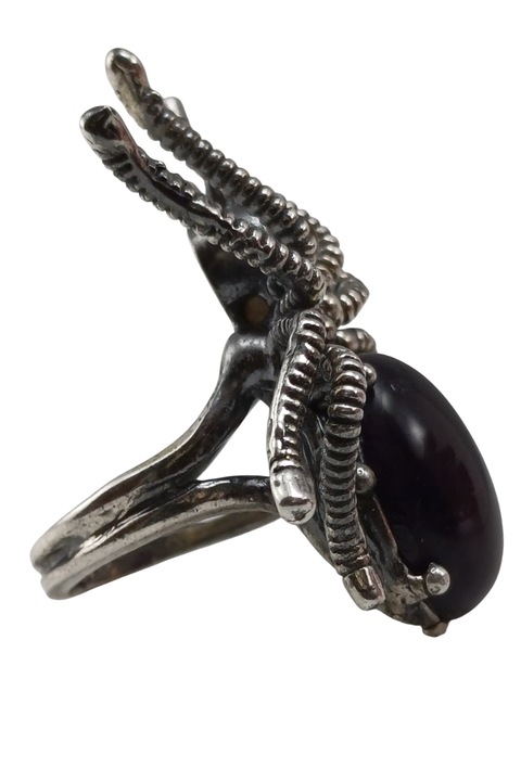 Inel din argint 925, TSR cu piatra ametist si ochi de tigru marime 17, 6 mm reglabil model ZMS10