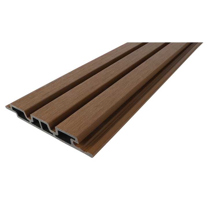 Riflaj exterior WPC MEZZO Moka – 2200x178x24 mm, co-extrudat, aspect lemn natural, montaj invizibil, pentru fatade si pereti interior/exterior