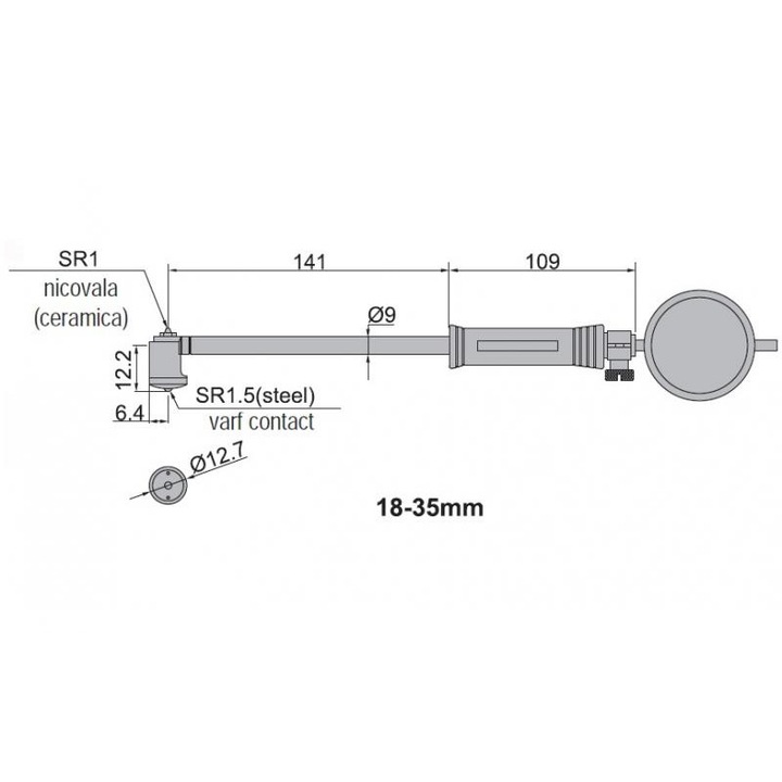 Устройство за измерване на отвори с сравнителен часовник и скала от 35-60 мм, Insize