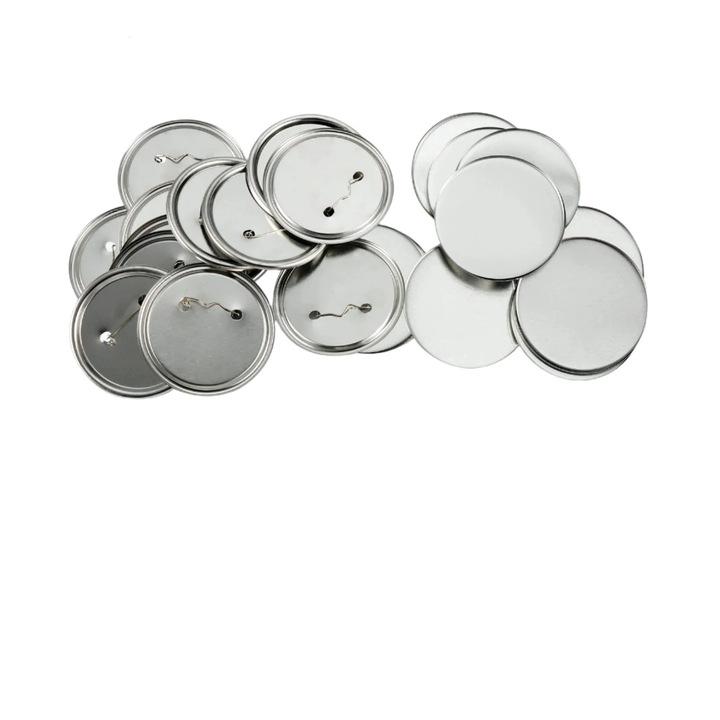 Kitűzőalkatrészek, 32 mm, 500 darab, fém és műanyag, átlátszó fóliák