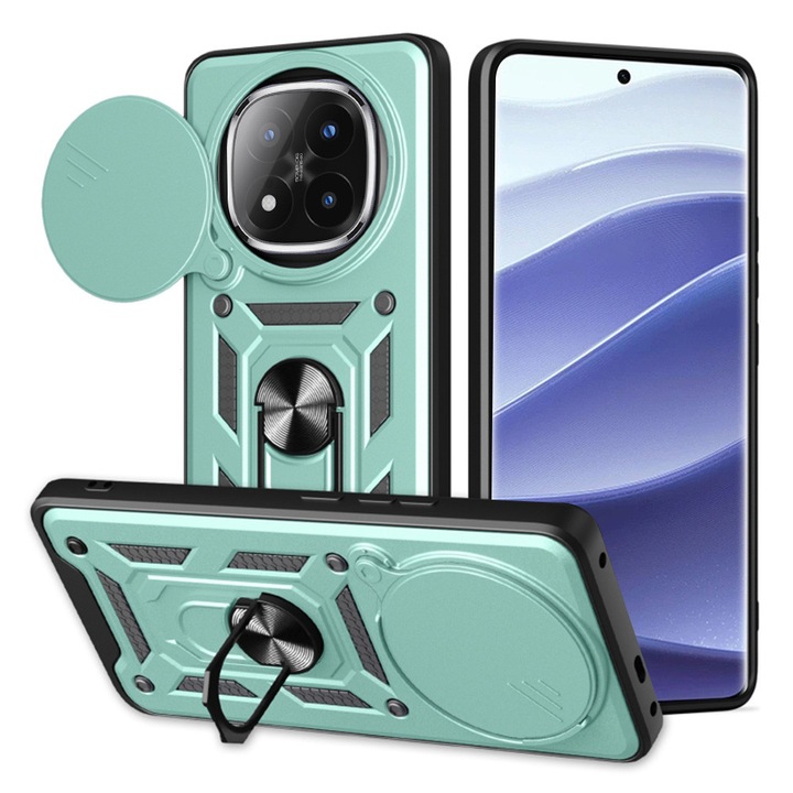 Калъф за Xiaomi Redmi Note 14 Pro+ 5G - Smartphosis Camshield - Удароустойчив - Зелен