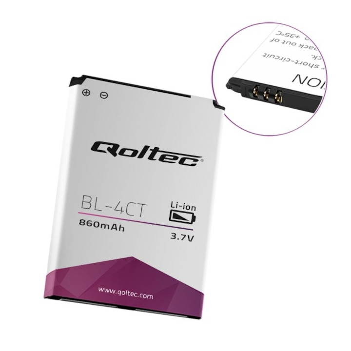 Батерия за телефон, Qoltec, Акумулатор за Nokia BL-4CT, 5310, 6700, X2, 860mAh