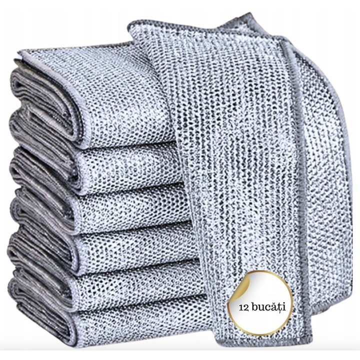 Set de 12 lavete de bucatarie tip plasa, universale, rezistente la zgarieturi