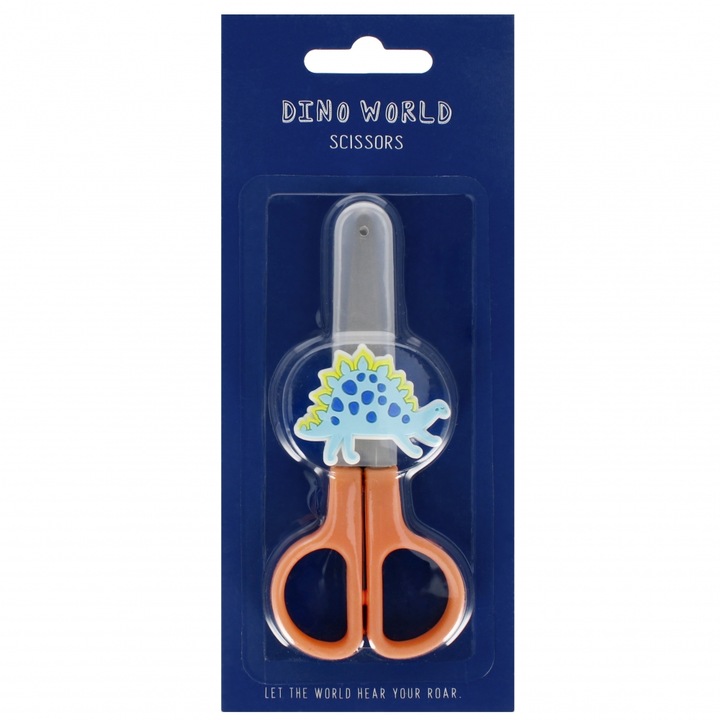 Foarfece Tres 12cm, metalice, cu maner ergonomic, grafica Dino, set 24 bucati