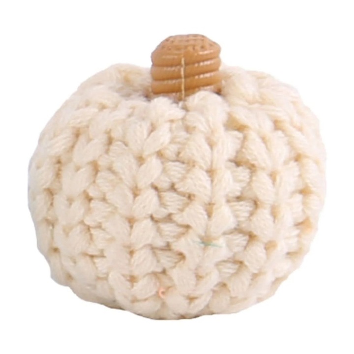 Dovleci mini crosetati ZYBLSSBB, set 5 buc., decoratiune de toamna pentru masa si bol, crem, O 6.9 x 5.8 cm