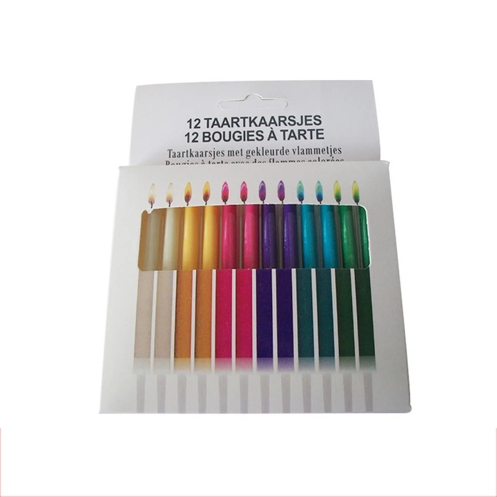 Set 12 lumanari colorate YANYXR flacara colorata 10min multicolor