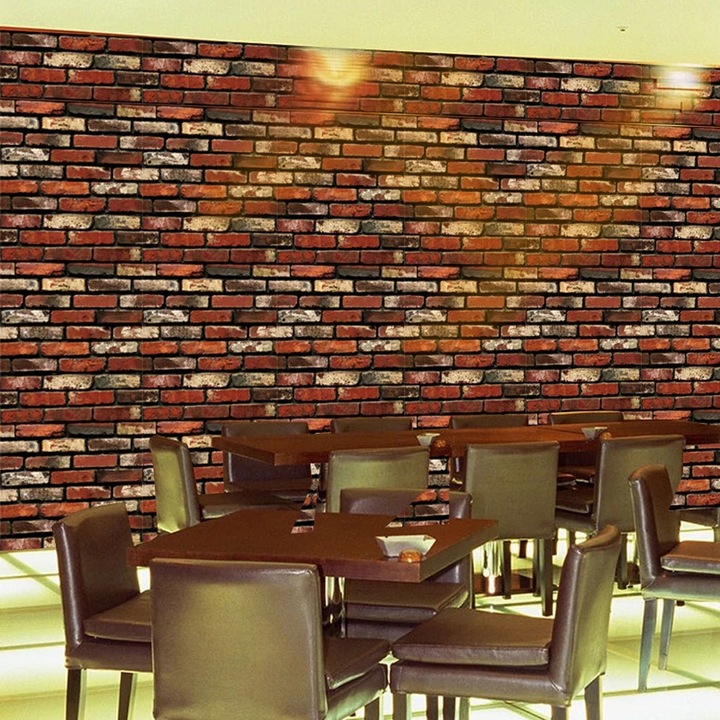 YANYXR 3D rusztikus kőhatású öntapadós faldekoráció, többszínű, 45x100cm