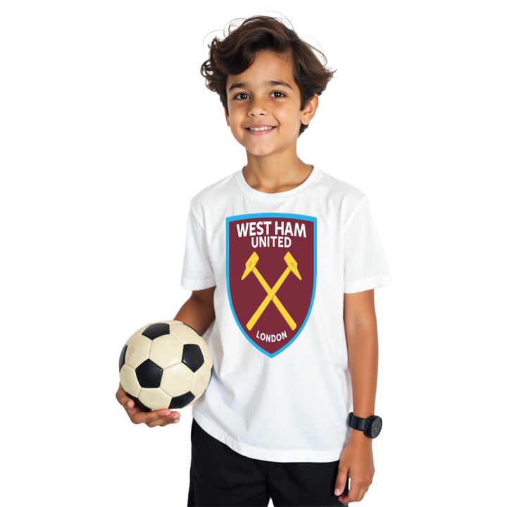 Tricou Sportiv copii West Ham United, Alb