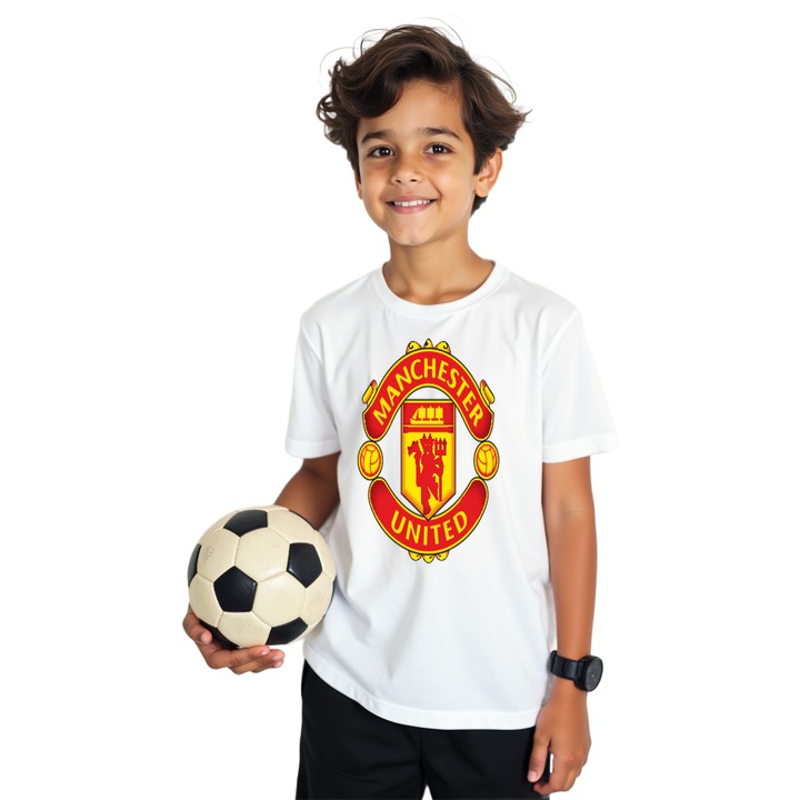 Tricou Sportiv copii Manchester United FC, Alb