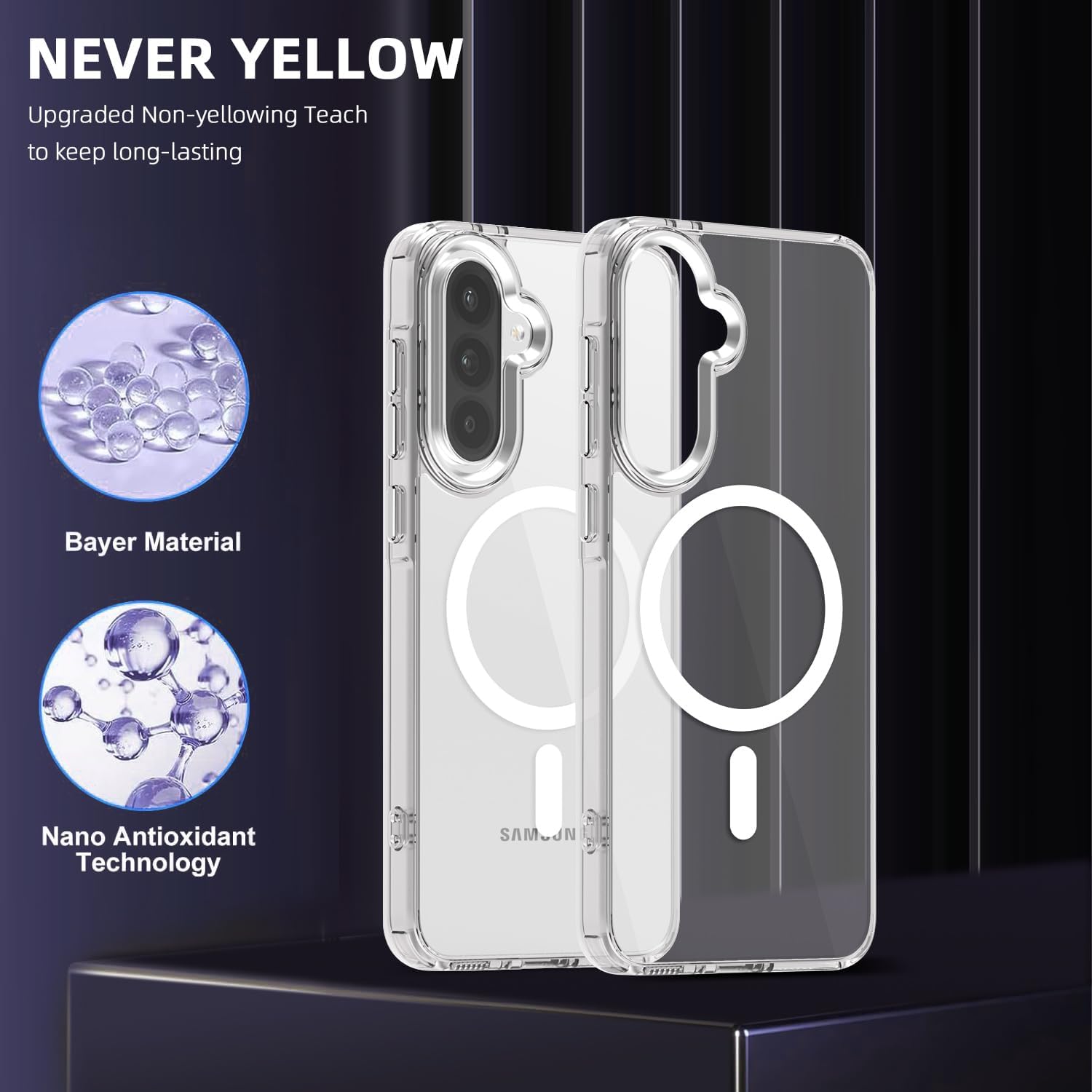 Husa magnetica transparenta din cristal pentru Samsung Galaxy A36, 5G, rezistenta la socuri