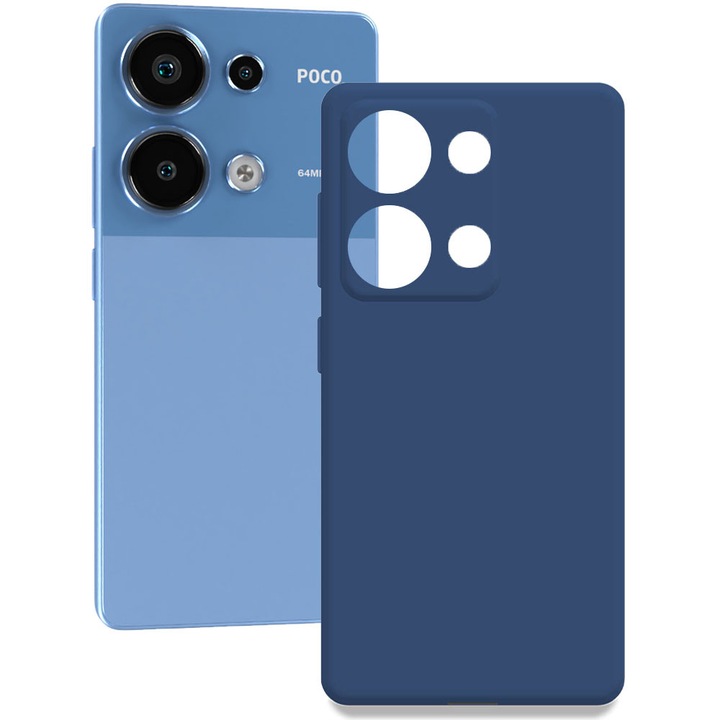 Husa pentru Xiaomi Poco M6 Pro, Color Shield, Interior de catifea, Suprafata aderenta, Protectie antisoc, Margini ridicate, Regular Fit, Silicon, Albastru inchis