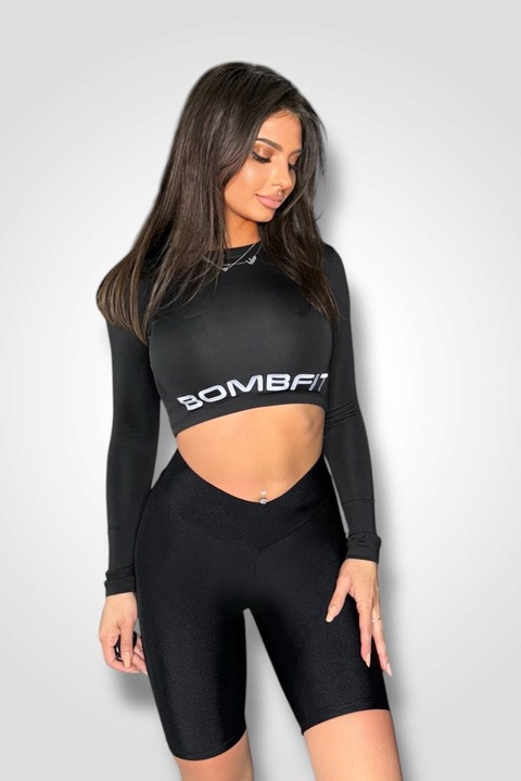 Colanti Luciosi V Intense Black Short, de dama, de vara, Negru lucios