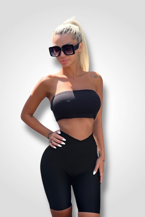Colanti Luciosi V Intense Black Short, de dama, de vara, Negru lucios