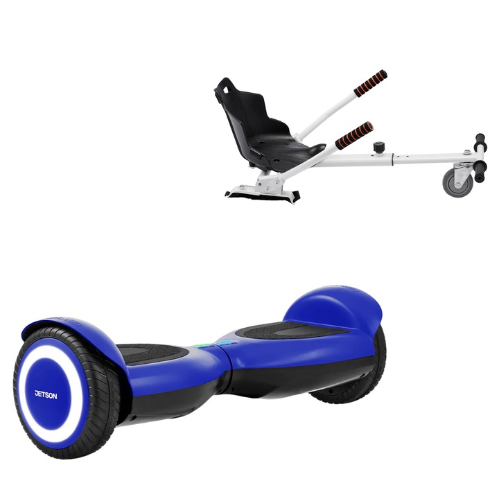 Elektromos Hoverboard Standard GoKart Szett, 6.5 col, Jetson Prism Blue, Standard Hatótávolság, és Fehér Hoverkart, Smart Balance