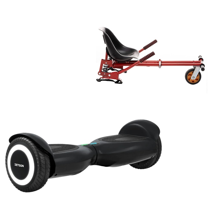 Elektromos Hoverboard GoKart Szett Lengéscsillapítókkal, 6.5 col, Jetson Prism Black, Standard Hatótávolság, Piros HoverKart Lengéscsillapítókkal, Smart Balance