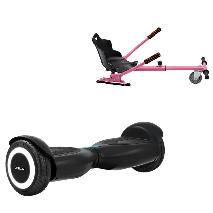 Elektromos Hoverboard Standard GoKart Szett, 6.5 col, Jetson Prism Black, Standard Hatótávolság, és Rózsaszín Hoverkart, Smart Balance