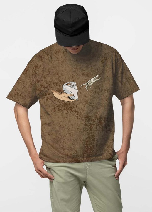 Tricou oversize pentru barbati cu imprimeu Urban Oddities, Verde inchis