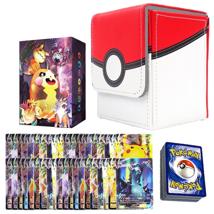 Комплект от 100 карти за игра Pokemon с албум, Duoqu®, магнитни, 1.0