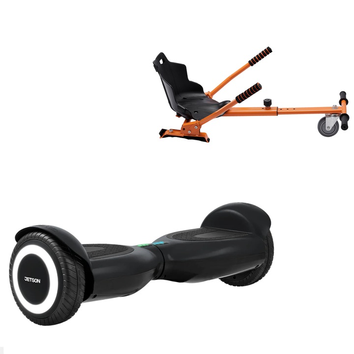 Elektromos Hoverboard Standard GoKart Szett, 6.5 col, Jetson Prism Black, Standard Hatótávolság, és Narancs Hoverkart, Smart Balance