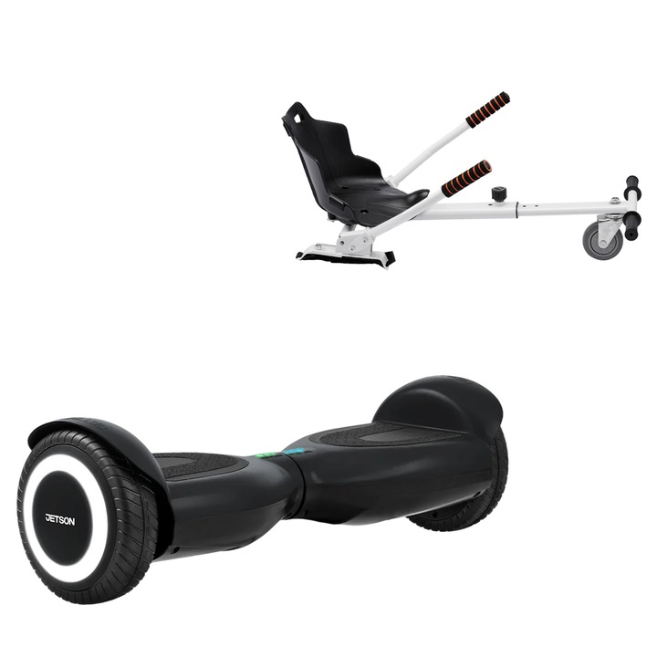 Elektromos Hoverboard Standard GoKart Szett, 6.5 col, Jetson Prism Black, Standard Hatótávolság, és Fehér Hoverkart, Smart Balance