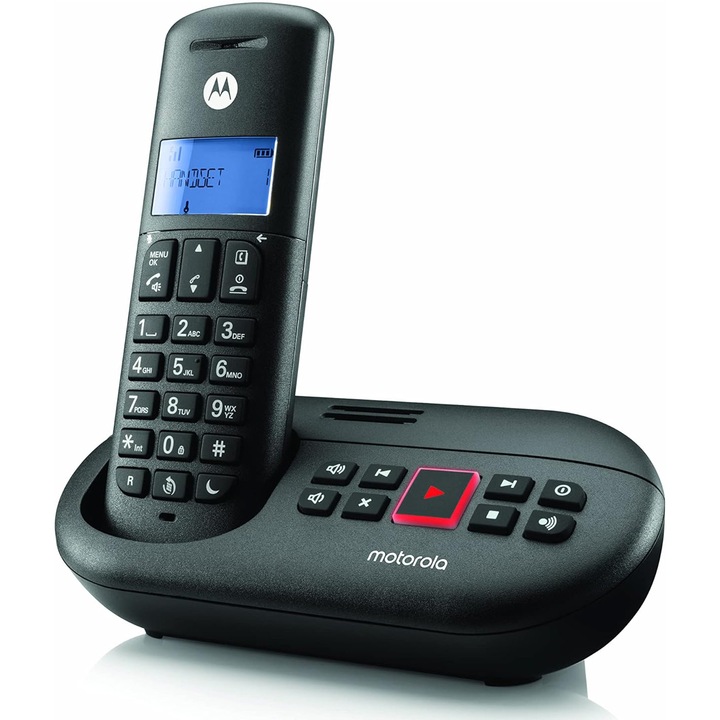 Telefon dect Motorola E211, Negru, cu baza de incarcare