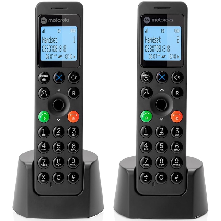 Set Duo - telefon fara fir Motorola DOT202, Negru