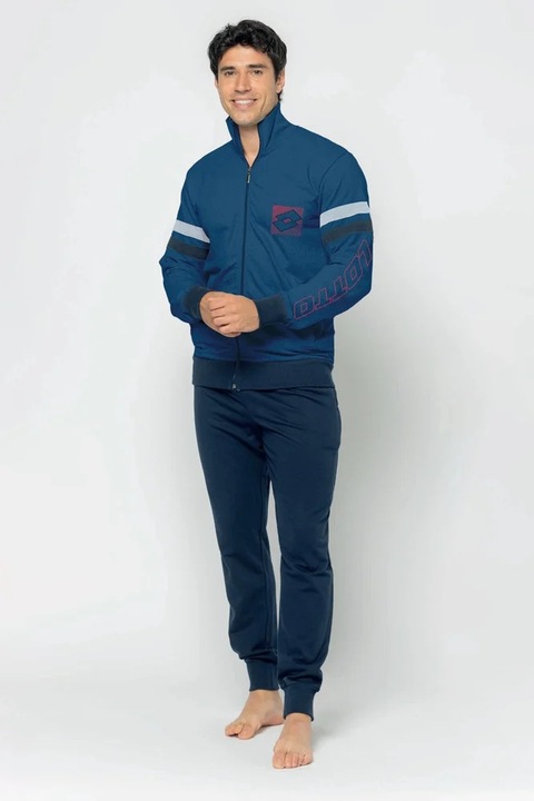 Trening cu fermoar si detalii logo, Albastru, 2XL