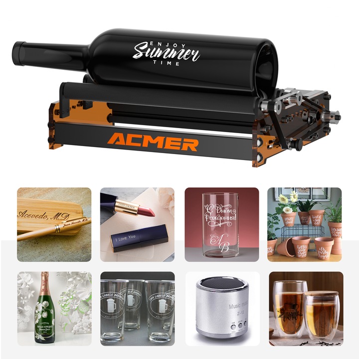 ACMER M3 въртящ се вал за лазерно гравиране - 360 градуса, цилиндрични размери 6-164 мм