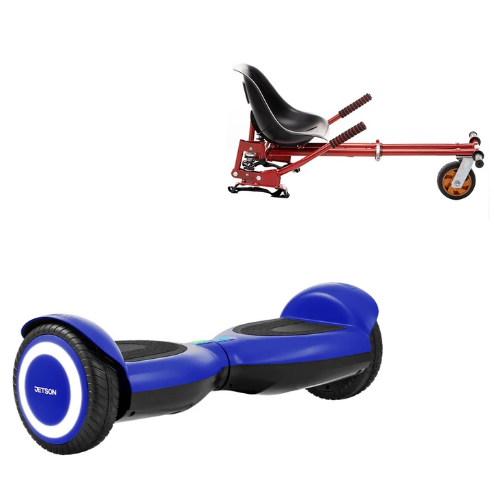 Elektromos Hoverboard GoKart Szett Lengéscsillapítókkal, 6.5 col, Jetson Prism Blue, Standard Hatótávolság, Piros HoverKart Lengéscsillapítókkal, Smart Balance