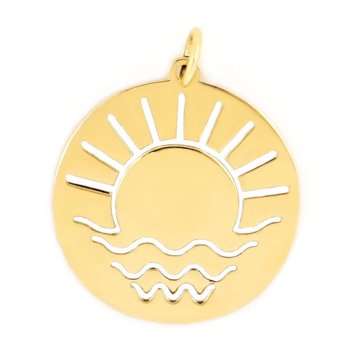 Pandantiv din aur galben de 14k model soare