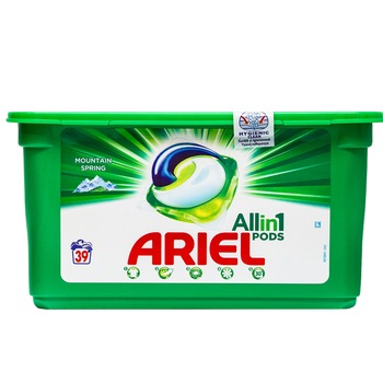 Detergent capsule Ariel All in One PODS Mountain Spring, 39 spalari