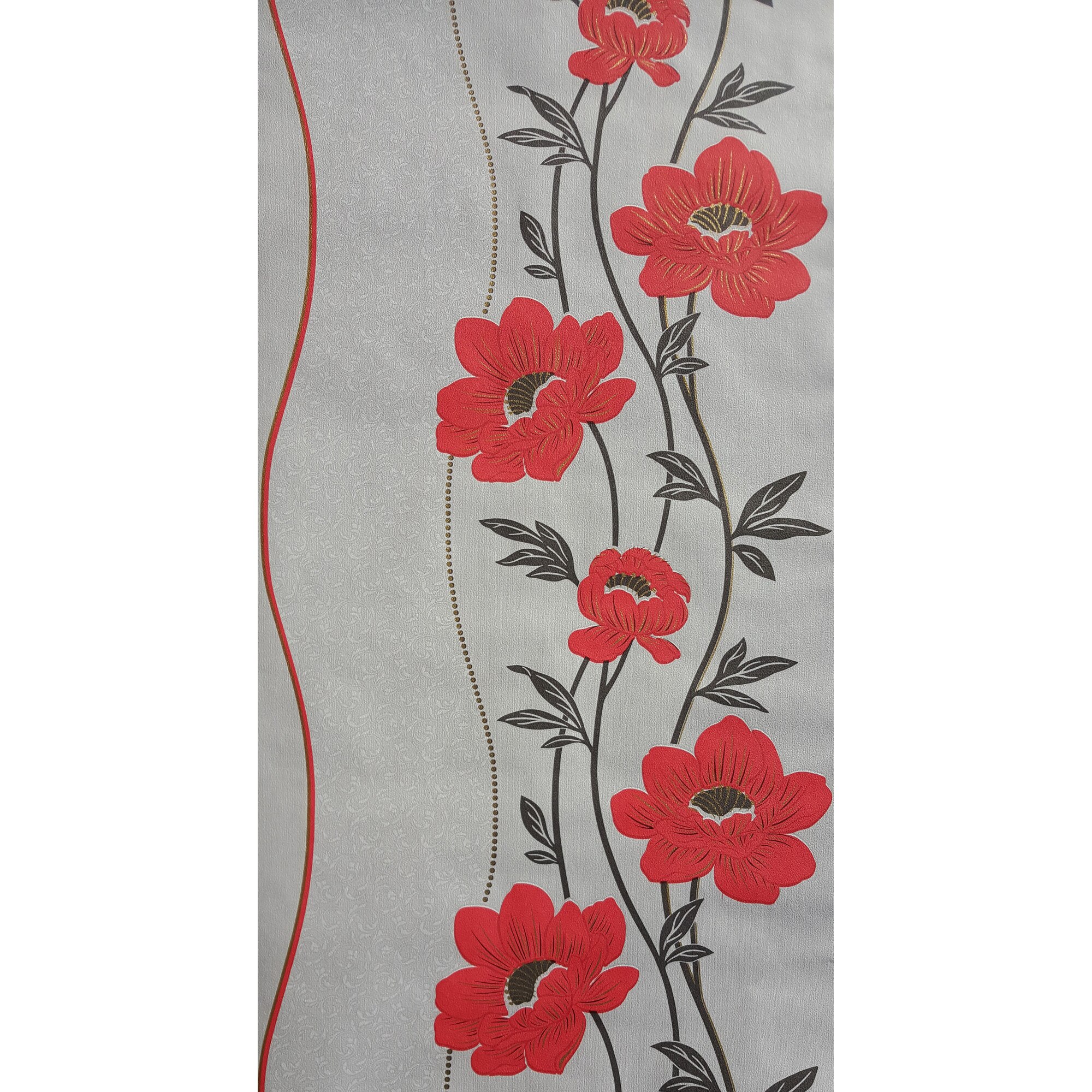 Tapet DEGRETS 047-09 hartie Jenna alb-rosu sizes 0.53m x 10.05m = 5.3 mp