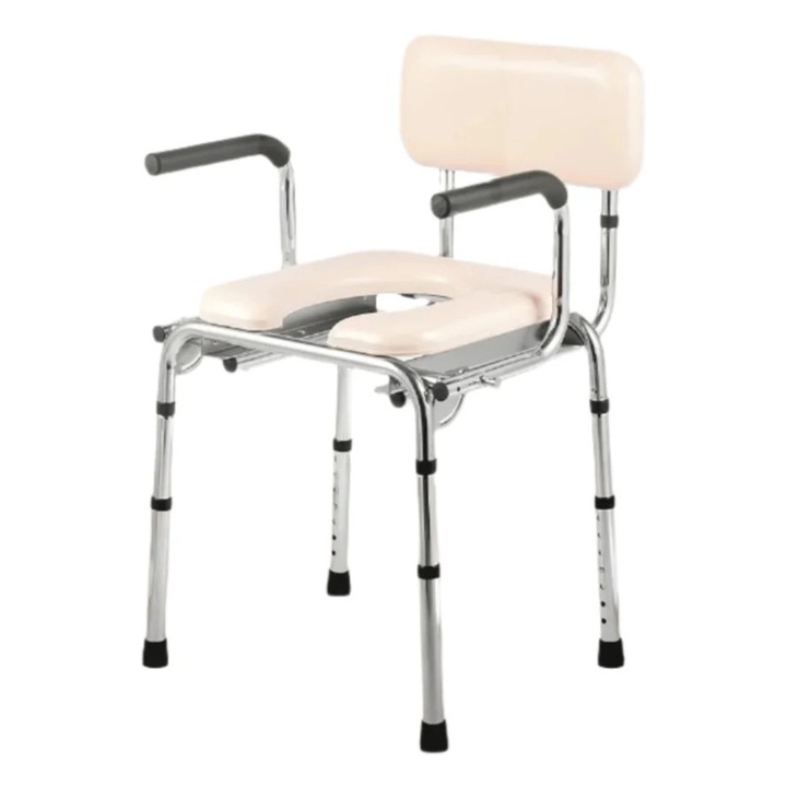 WC-fotel, állítható magasságú, 7 szint, 150 kg, acélváz, párnázott, fehér